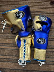 No Boxing No Life Guantes de Boxeo Sanda de Cuero Genuino de Vaca con Cordones Estilo Mexicano, Antideslizantes, que Absorben la Humedad, con Protector de Cabeza y Entrepierna - Product Image 1