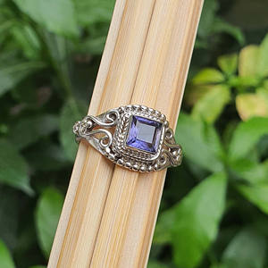 Nuevo diseñador cuadrado iolita piedra preciosa Original 925 plata esterlina diseñador Boho Vintage anillos verificado venta al por mayor suministro de joyería - Product Image 6