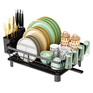 Estante de Almacenamiento para Encimera de Cocina con Escurridor de Platos, Tabla de Drenaje, Organizador de Utensilios, Escurridor de Vajilla - Product Image 1