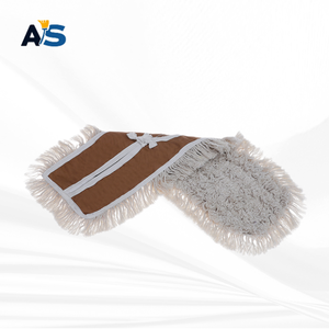 A&S Durable 5x40 White Dust <b>Mop</b> with Synthetic Cotton Fibers Cut-End Design and Brown Backing for Multi-Floor Cleaning - Product Image 1
