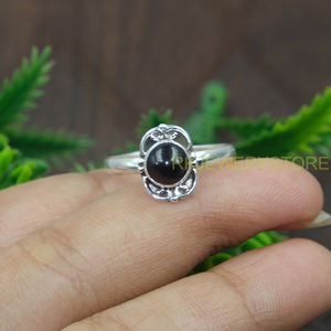 Natural <b>Black</b> Onyx <b>Ring</b> 925 Sterling <b>Silver</b> Handmade Vintage Filigree <b>Ring</b> Round Cabochon Gemstone Women Boho Jewelry for Unisex - Product Image 5