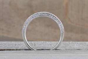 Half Eternity Band Round Cut Moissanite <b>Ring</b> Original 925 Sterling Silver <b>Statement</b> Wedding Band <b>for</b> <b>Womens</b> Fine Promise Gift - Product Image 2