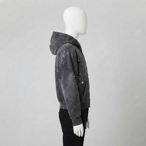 เสื้อฮู้ดดี้ผู้ชาย ผ้าฝ้าย 100% สำหรับฤดูหนาว ประดับด้วยคริสตัลและกระดุม แต่งลายกราฟิก มีกระเป๋าจิงโจ้ สไตล์สตรีทแวร์ - Product Image 6