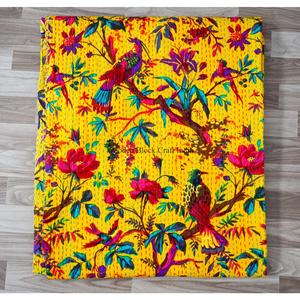 Couverture Kantha imprimée Yellow Bird, en coton léger, pour la maison, couvre-lit décoratif pour usage domestique - Product Image 5