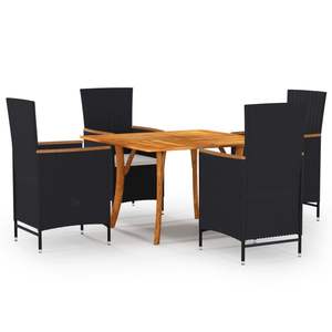 Set da pranzo Patio nero da 5 pezzi - Product Image 1