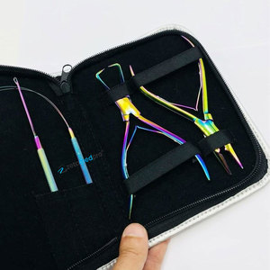 Pince à micro-perles et à ouvrir les anneaux en acier inoxydable, personnalisable avec logo OEM, kit d'outils durables pour extensions capillaires multi-plasma - Product Image 2