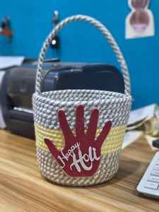 Bolso de mano de yute al por mayor, cesta de cuerda de algodón colorida, ecológico, festivo Holi, para vacaciones, con asa, para niñas - Product Image 5