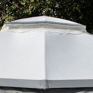 10 X 12 Outdoor Patio Gazebo <b>Canopy</b> Shelter Grey Steel Frame with Double Vented <b>Roof</b> Zippered Mesh Sidewalls - Product Image 6
