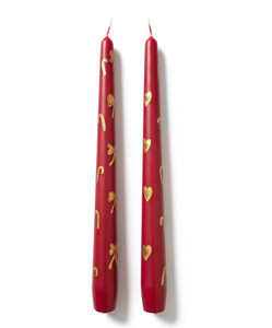 <b>Red</b> Taper <b>Candles</b> with Gold Hearts Candy Canes Soy & Paraffin Wax Smokeless Customized Fragrance Home Decoration for Christmas - Product Image 1