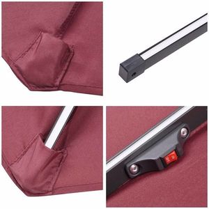 9 FT 8 Ribs Outdoor Solar Patio Umbrella with LED Strip Lights Hub Aluminum Frame No Shipment - Product Image 6