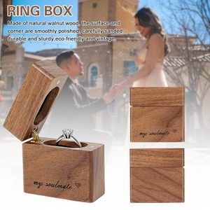 Wooden Engagement Ring <b>Box</b> <b>Small</b> Slim Flat Ring Case <b>Box</b> for Proposal, Wedding - Product Image 4