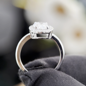 14K White Gold 1.30 Carat Oval Cut Lab Grown Filled Diamond Engagement Ring E Color VVS2 IGI Certified Round Side Stone - Product Image 3