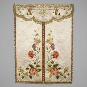 Premium Hand Embroidered Liturgical Vestment Gold Metallic Thread Zardozi Satin Church Altar Cover Cloth <b>Banner</b> - Product Image 1