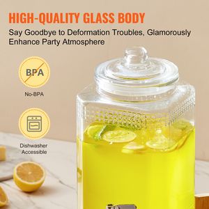Dispenser per Bevande da 2 Pezzi, 1.5 Galloni, con Rubinetto in Acciaio Inossidabile e Supporto in Vetro per Succhi, Ideale per Feste, Nuovo, Capacità 5L - Product Image 4