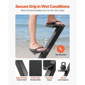 Scaletta a 2 Gradini in Acciaio al Carbonio Rinforzato per Rimorchio Barca con Maniglia Antiscivolo e 3 Opzioni di Angolo di Montaggio - Product Image 4