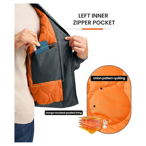 Men's Onion Quilted Bomber <b>Jacket</b> Winter <b>Padded</b> Windbreaker <b>Waterproof</b> Satin Zip Up Flight Varsity Coat with 4 Pockets Stylish - Product Image 4