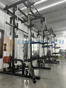 Ev spor antreman Fitness kafes Smith makinesi çok fonksiyonlu yarım güç rack'i spor Equipement Squat çerçevesi ile Pull Up Bar