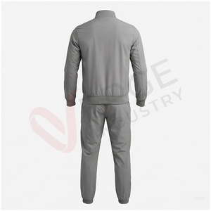 Conjunto Deportivo Gris para Hombre, Manga Larga, Cuello Alto, Cierre de Cremallera Frontal, Color Sólido, Transpirable, Corte Regular, Ropa Casual de Otoño - Product Image 2