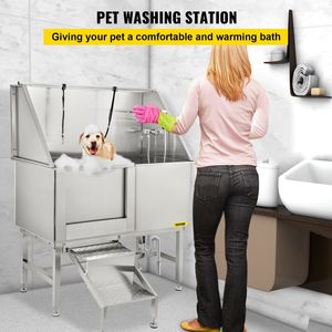 Bañera Profesional de Acero Inoxidable de 50 Pulgadas para Peluquería Canina con Escalones y Accesorios para Grifo, para Baño y Estación de Lavado de Mascotas - Product Image 2