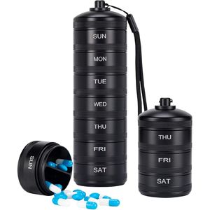 Organizador de Pastillas Semanal Premium de Metal, 7 Días, 2 Tomas Diarias, Resistente al Agua, Estuche de Viaje AM PM, Estuche de Almacenamiento de Pastillas Resistente - Product Image 1