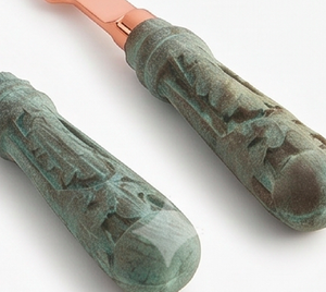 Modern Copper <b>Cheese</b> <b>Knife</b> <b>Set</b> With Green Patina Handles Reusable Metal Tools Eco Friendly For Serving <b>Cheese</b> And Dining Use - Product Image 2