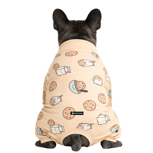 Dog <b>Pajamas</b> <b>Onesie</b> Cookies And Milk Print Soft Stretch Pet Sleepwear Cozy Breathable All Season Nightwear For Small Medium Dogs - Product Image 2