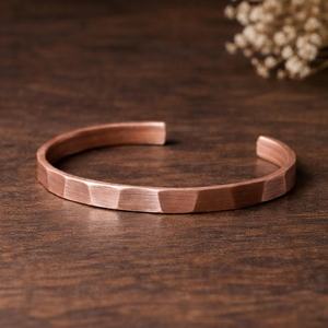 Faceted <b>Copper</b> Open Cuff Bracelet Geometric Handcrafted Wrist <b>Bangle</b> Modern Adjustable Unisex Jewelry Contemporary Artisan Wrist - Product Image 6