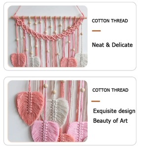 Décoration murale en macramé rose artistique et accrocheuse pour chambre d'enfant, salle de classe et salles d'activités, avec un look intérieur doux et ludique - Product Image 2