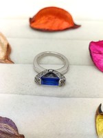 Bague en quartz saphir bleu céleste, élégante, avec pierre précieuse en cristal, bijou tendance, cadeau pour femmes et jeunes filles, bague de fiançailles