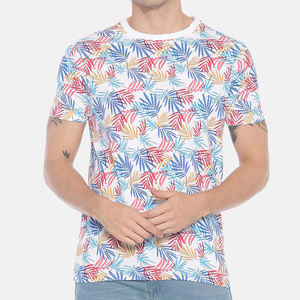 เสื้อยืดคอกลมแขนสั้นพิมพ์ลายดอกไม้สำหรับผู้ชาย ทรงเข้ารูป สไตล์ลำลอง ผ้าคอตตอนเจอร์ซีย์ เสื้อยืดผู้ชาย เสื้อยืดชาย เสื้อยืดสั่งทำพิเศษสำหรับผู้ชาย - Product Image 5
