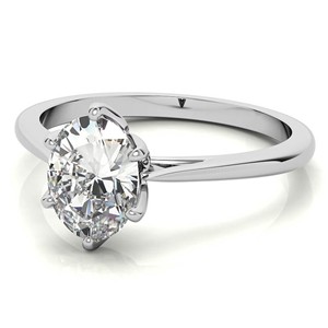 Oval Cut Solitaire <b>Ring</b> VVS1 Moissanite Engagement <b>Ring</b> Six Claw Prong 14K Solid White Gold Wedding <b>Statement</b> <b>Ring</b> - Product Image 3