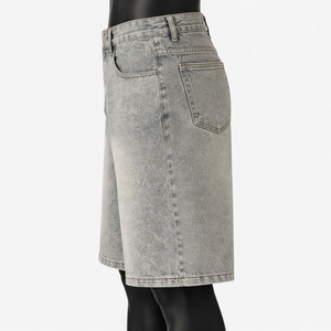 Pantalones Cortos de Mezclilla Lavada Premium para Hombre, Estilo Casual Oversize, Ropa de Marca Privada - Product Image 4