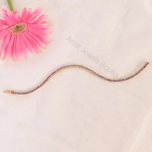 Pulsera de tenis de tanzanita natural, plata de ley 925 y oro macizo, joyería fina, proveedor mayorista OEM ODM - Product Image 3