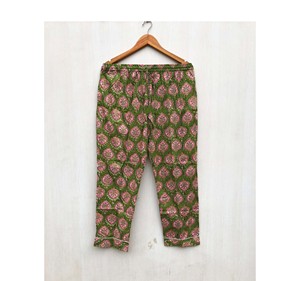 Floral Cotton Eco-Friendly Quick Dry High Waist <b>Drawstring</b> Closure Lounge Pants Boho Harem Style Wide Leg Summer <b>Trousers</b> - Product Image 1