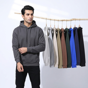 Sweat-shirt à capuche pour homme, couleur unie, coton, molleton français, décontracté, vêtements d'automne, coupe classique, manches longues, pull-over - Product Image 1
