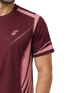 <b>Maroon</b> Pink Mens Sports T Shirt Quick Dry Breathable Gym Fitness Running Athletic Training Activewear Summer Tee Daily Wear <b>Tops</b> - Product Image 4