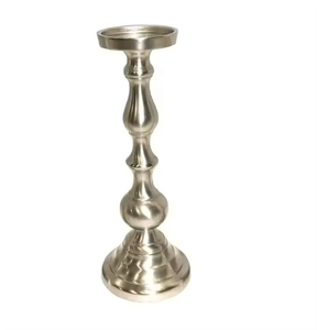 Crystal Beaded Silver <b>Candle</b> Holder <b>Tall</b> <b>Pillar</b> Metal Candlestick Stand Tabletop Centerpiece for Wedding Dining Dinner Decor - Product Image 3
