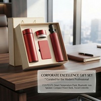 Coffret Cadeau d'Affaires Premium 4-en-1 : Tasse Thermos Intelligente, Batterie Externe, Parapluie Automatique et Ensemble Haut-parleur Bluetooth dans son Emballage