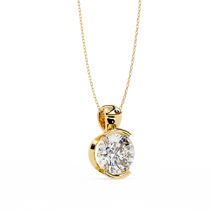 Collar con Colgante Solitario Minimalista de Oro Sólido de 14K con Diamante de Laboratorio de Corte Redondo de 2CT Certificado por IGI, Engastado en Media Bisel, para Mujer, Regalo para Fiestas - Product Image 1