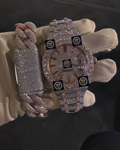 Reloj de Lujo con Diseño Redondo, Completamente Cubierto de Diamantes Moissanite, de Acero Inoxidable, Cristal, 10 Bar, Automático, Mecánico, de Cuarzo - Product Image 1
