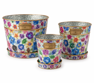 Ensemble de 3 vases/jardinières en métal floral, style bohème, décoration intérieure et extérieure pour fleurs et plantes - Product Image 2