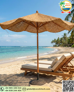 ร่มมะพร้าวสุดหรูพร้อมเส้นใยมะพร้าวธรรมชาติและไม้ FSC ประกอบง่าย ผ้าคลุมกันแดดสำหรับสวนและลานพักผ่อน - Product Image 3