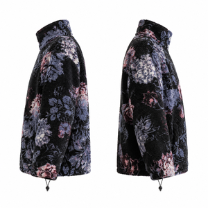 OEM Custom Unisex Floral <b>Sherpa</b> <b>Fleece</b> Jacket High Pile Full Zip Winter Outerwear Private Label Direct from Factory Blimpex - Product Image 4
