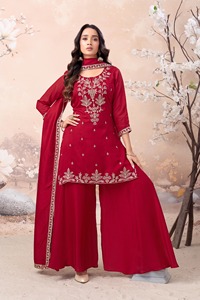 Dhwaja Export Vichitra Silk Readymade <b>Suit</b> with Coading Work - Product Image 4