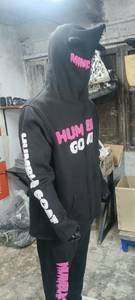 Humble Goat Lightweight Filled Vintage Hooded Fleece Puffer <b>Jacket</b> <b>Black</b> Pink Streetwear Unisex Autumn Regular Fit Full Sleeve - Product Image 6