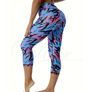 Leggings de yoga capri imprimés personnalisés, taille haute, extensibles, pour la gym, la course et l'entraînement, coupe ajustée, décontractés – Meilleures ventes - Product Image 5