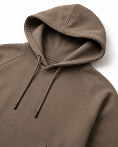Ensemble de survêtement personnalisé pour homme, marron terreux, avec sweat à capuche à manches raglan, poche kangourou et pantalon de survêtement à cordon de serrage et revers, Fabricant OEM - Product Image 5