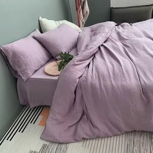 Parure de lit en lin à carreaux Gingham avec 1 housse de couette et 2 taies d'oreiller - Product Image 1