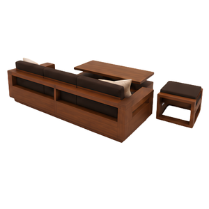 Juego de Sofás Seccionales de Madera de Teca Sólida de Lujo, Muebles de Salón en Forma de L para Villa, Hotel, Resort, Sala de Estar - Product Image 2