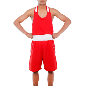 Men's <b>Red</b> Wrestling Singlet Set <b>Halter</b> <b>Neck</b> Sleeveless Breathable Polyester Shorts Elastic Waist Adult Sports Wear - Product Image 2